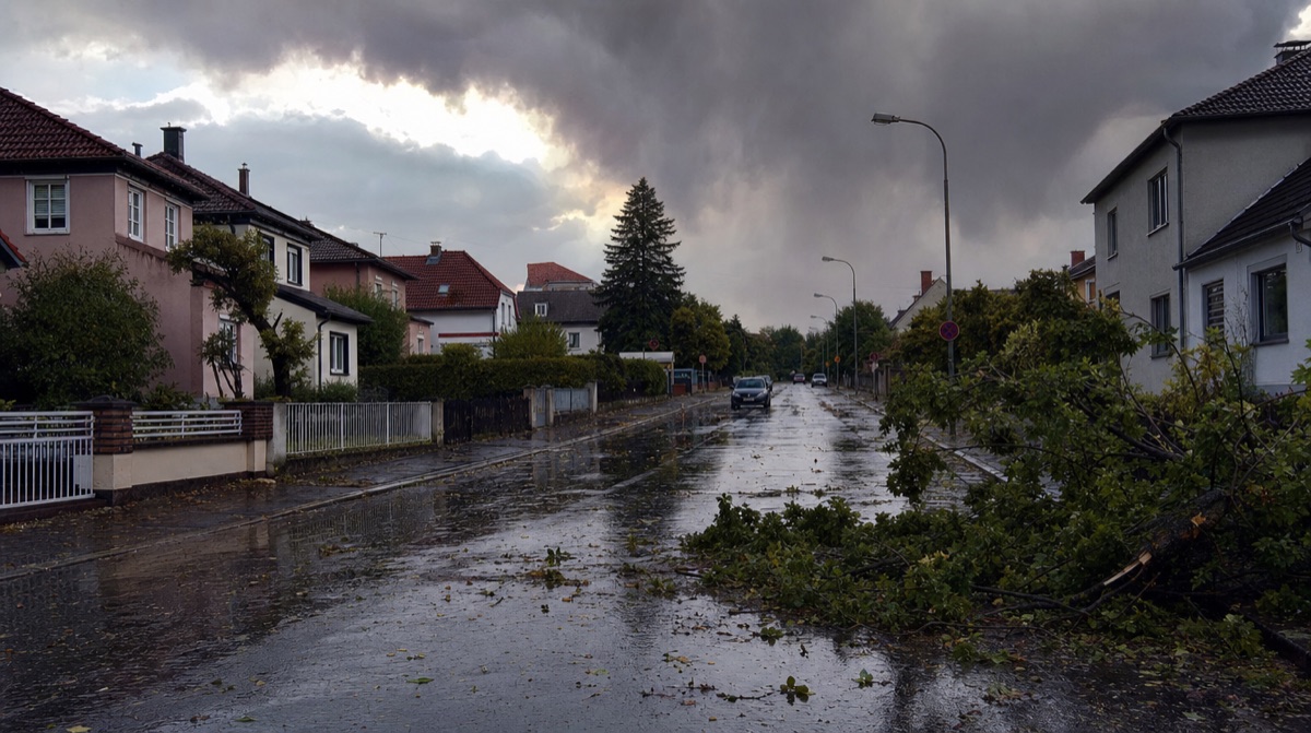 Strasse nach einem Sommergewitter