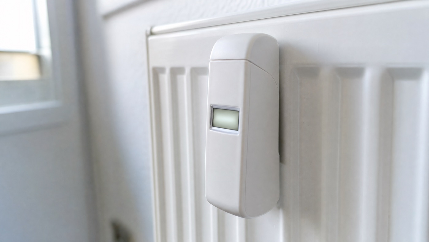 Elektronischer Heizkostenverteiler am Heizkoerper