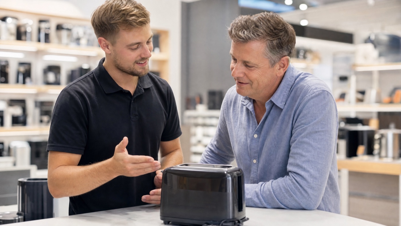 Reklamationsgespraech im Elektromarkt