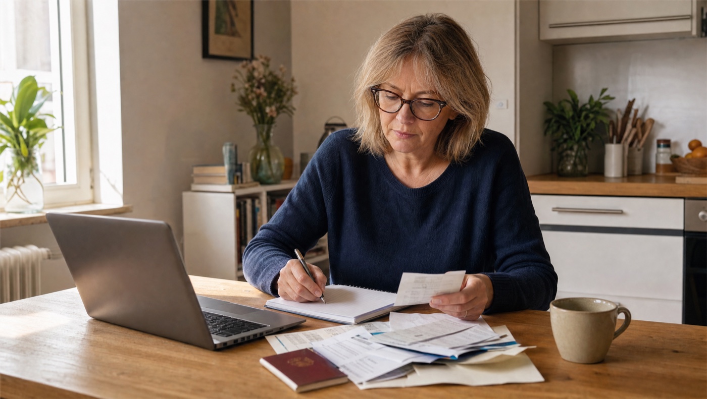 Reiseunterlagen für die Reklamation sortieren